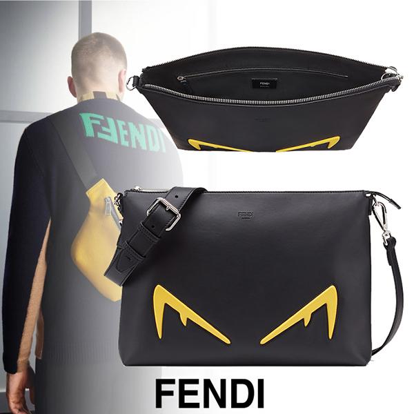 FENDI ディアボリックアイズ ブラック レザー クラッチバッグ8790